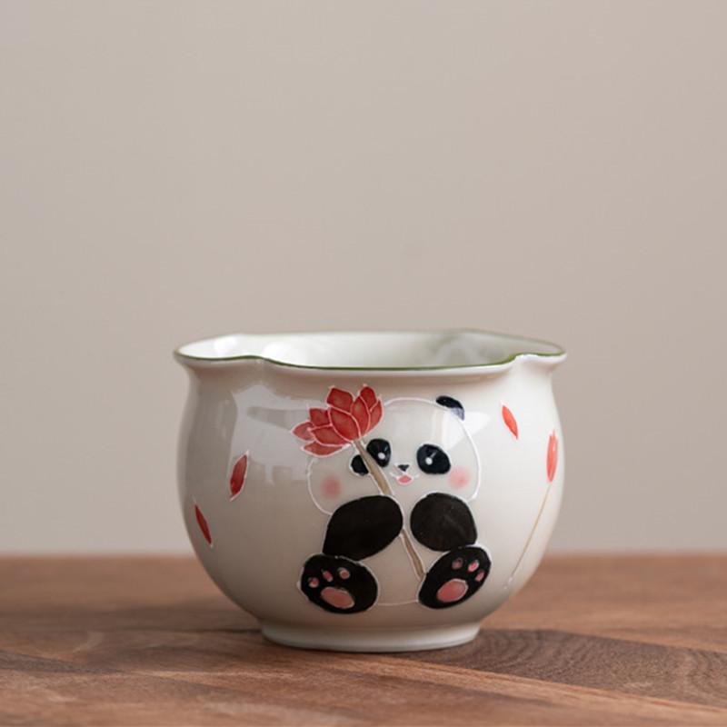 1 Pc Chinese Hand-painted Panda Porcelain Tea Cup Retro Handmad Ceramic Teacup Tea Bowl Travel Teaware Household Master Cup 90ml