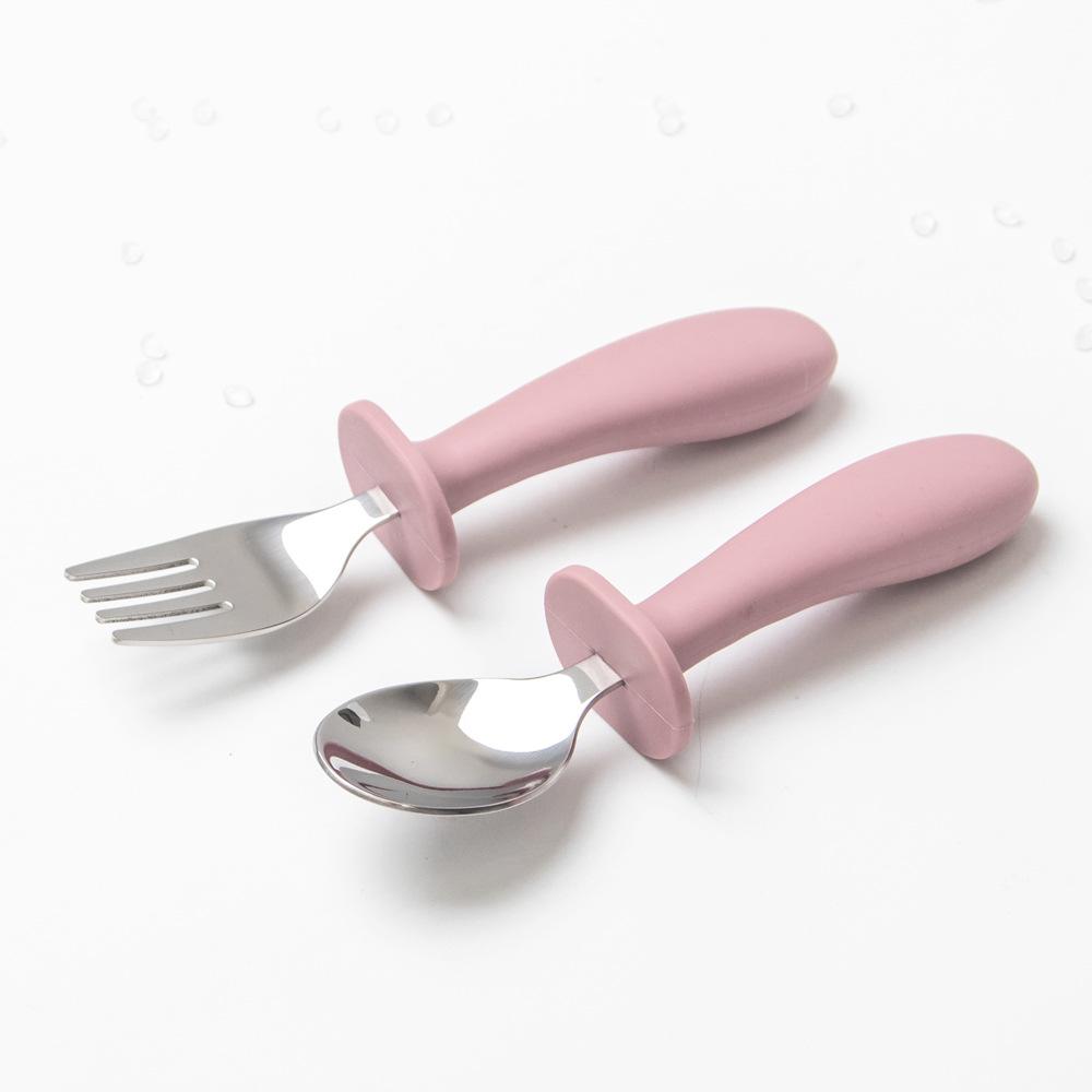 Edelstahl Kinder-Essgeschirr mit Anti-Rutsch-Silikon-Saugfuß & Besteck