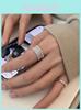 Bague Ouverte Ajustable Style Coréen avec Design Géométrique Tressé pour Femmes