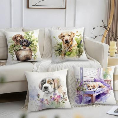 Watercolor Pet Dog Pillow Case Short Plush Print Cushion Cover Square Throw Pillow Covers Sofa Home Decor