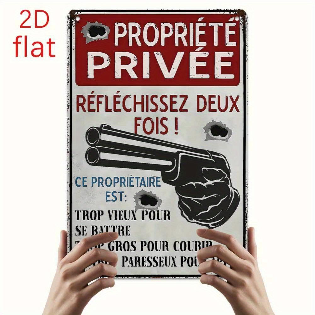 2D Flat, 1pc Vintage French "Private" Metal Sign - Rustic 2D Flat Wall Art for Home, Farmhouse, Club