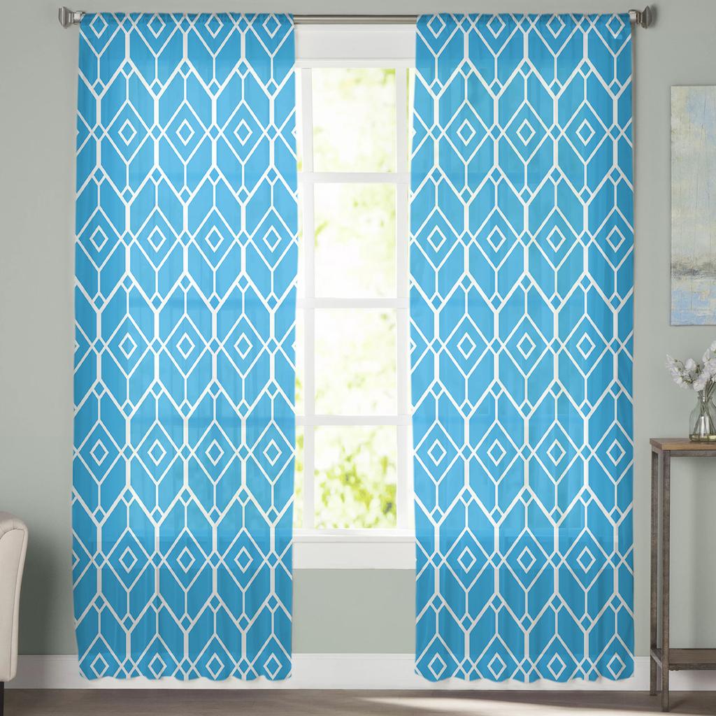 Geometrische Textur Grafiken Himmel Blau Sheer Vorhänge Für Wohnzimmer Schlafzimmer Wohnkultur Küche Tüll Für Windows Voile Vorhänge