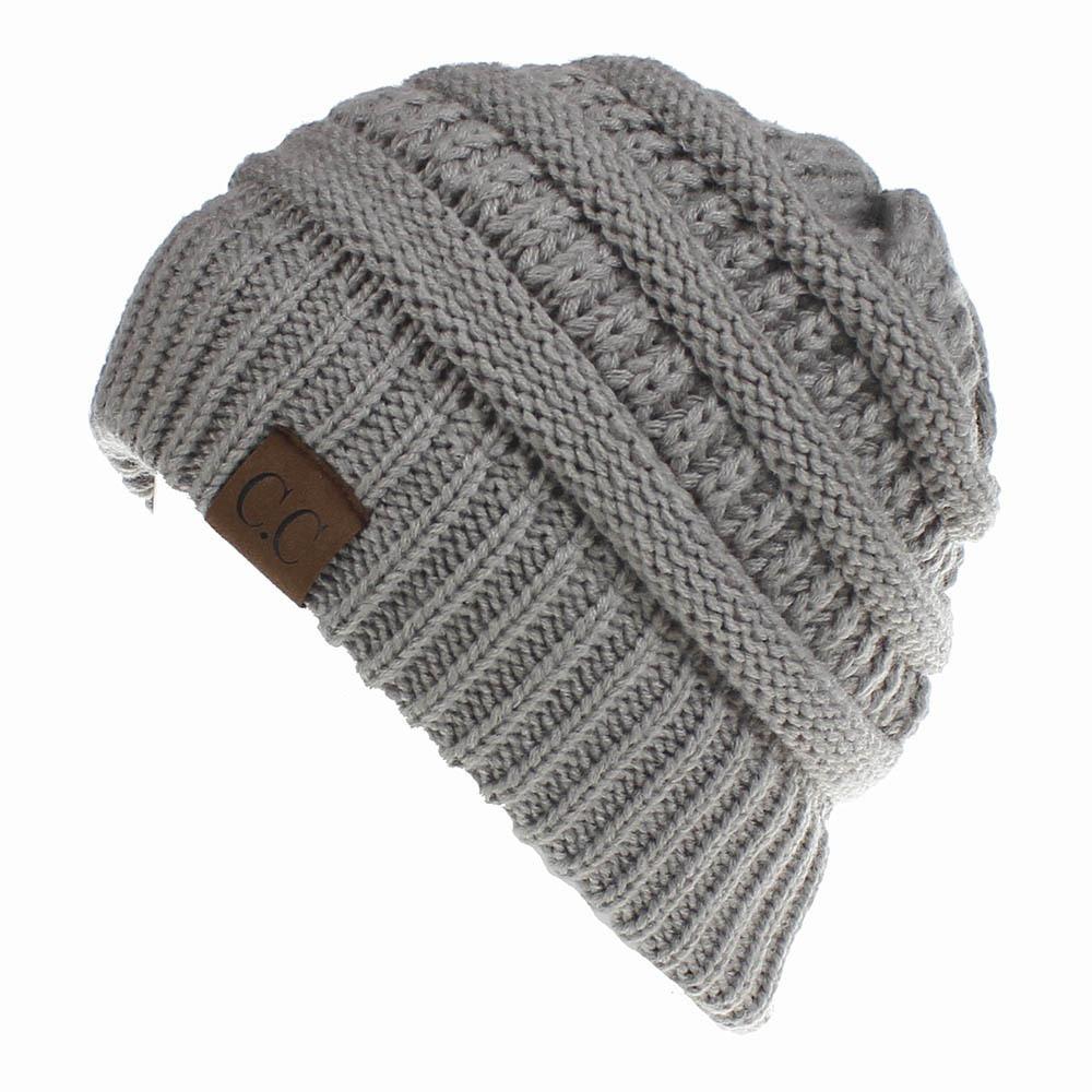Cable Knit Beanie Hat Multi-Color Messy Bun Beanie Portable Winter Hats  for Girls