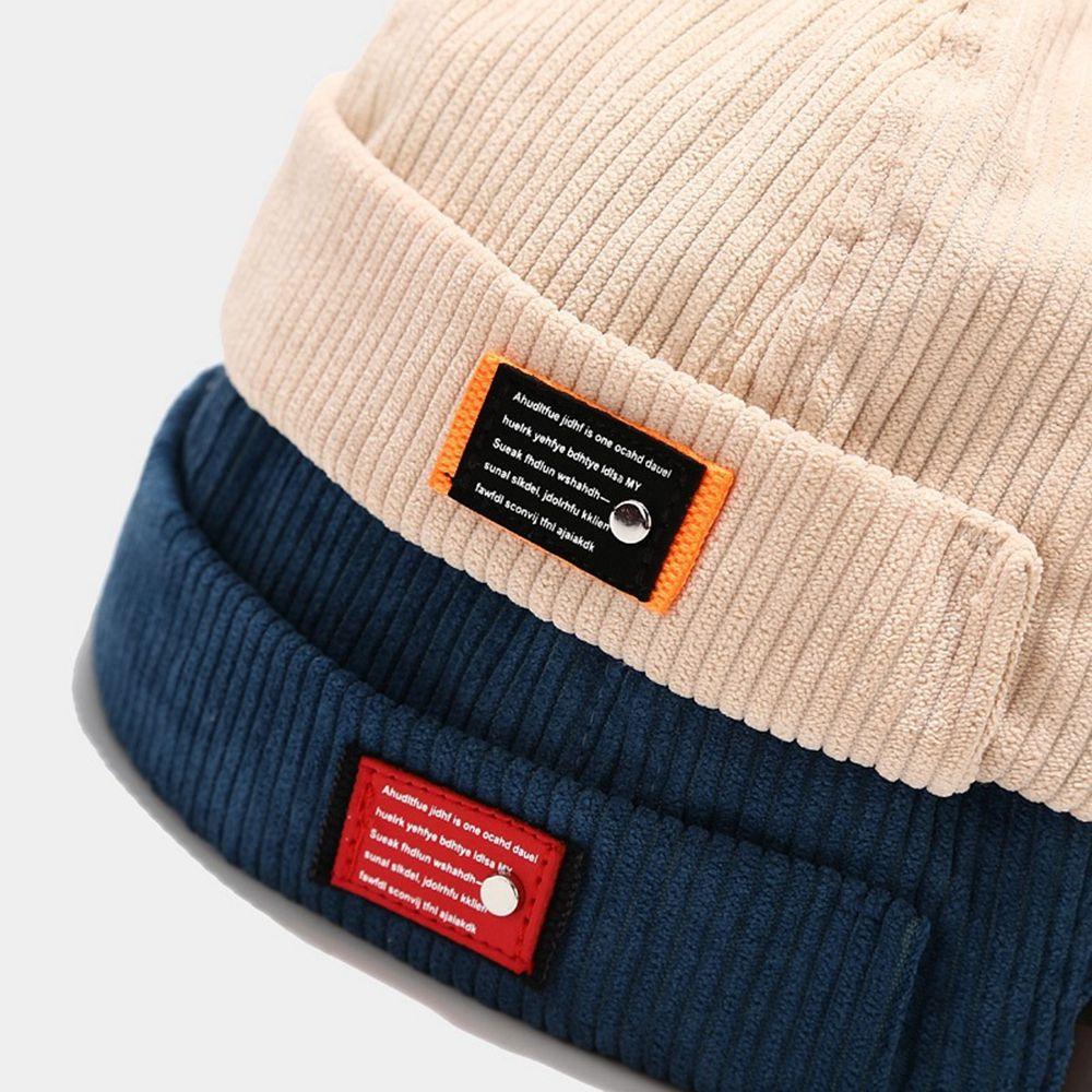 Tag Harajuku Style Corduroy Female Hat Letter Hat Korean Style Caps Men Beanies Watermelon Hat