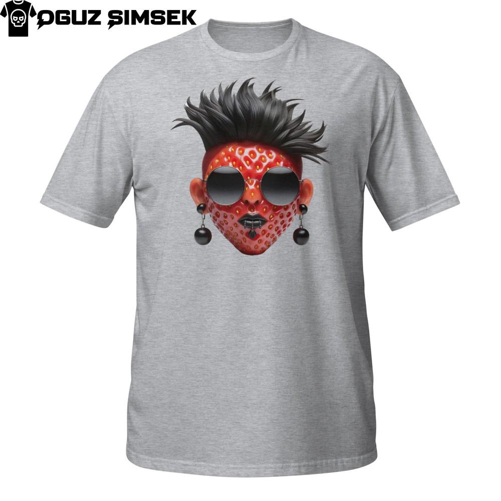 

Strawberry with Mohawk, Sunglasses, and Earrings Short-Sleeve Unisex T-Shirt: 4XL