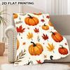 Cheerful Autumn Pumpkin & Leaves Pattern Flannel Throw Blanket | 280gsm, Soft Warm Lightweight Flannel Material, Suitable for Naps, Sofa, Bed, Camping