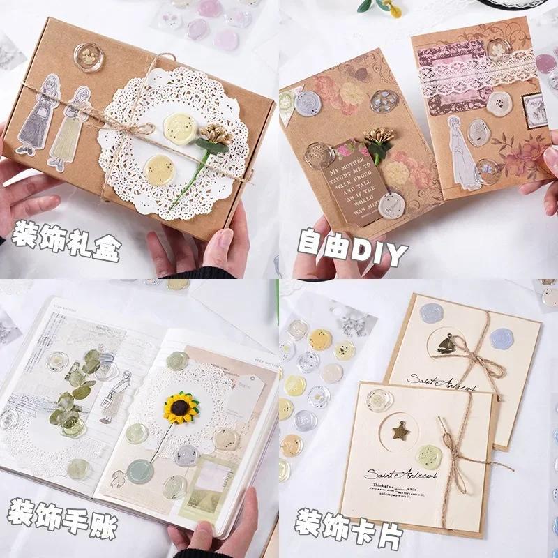 18pcs Wax Seal Stamp Stickers Envelope Sealing Tags DIY Wedding Party Invitation Card Postcards Decorations Korean Stationery