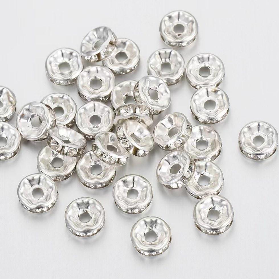 Diamond Rhinestone Spacer Beads: Handmade Bracelet String with 2 Flower Rods