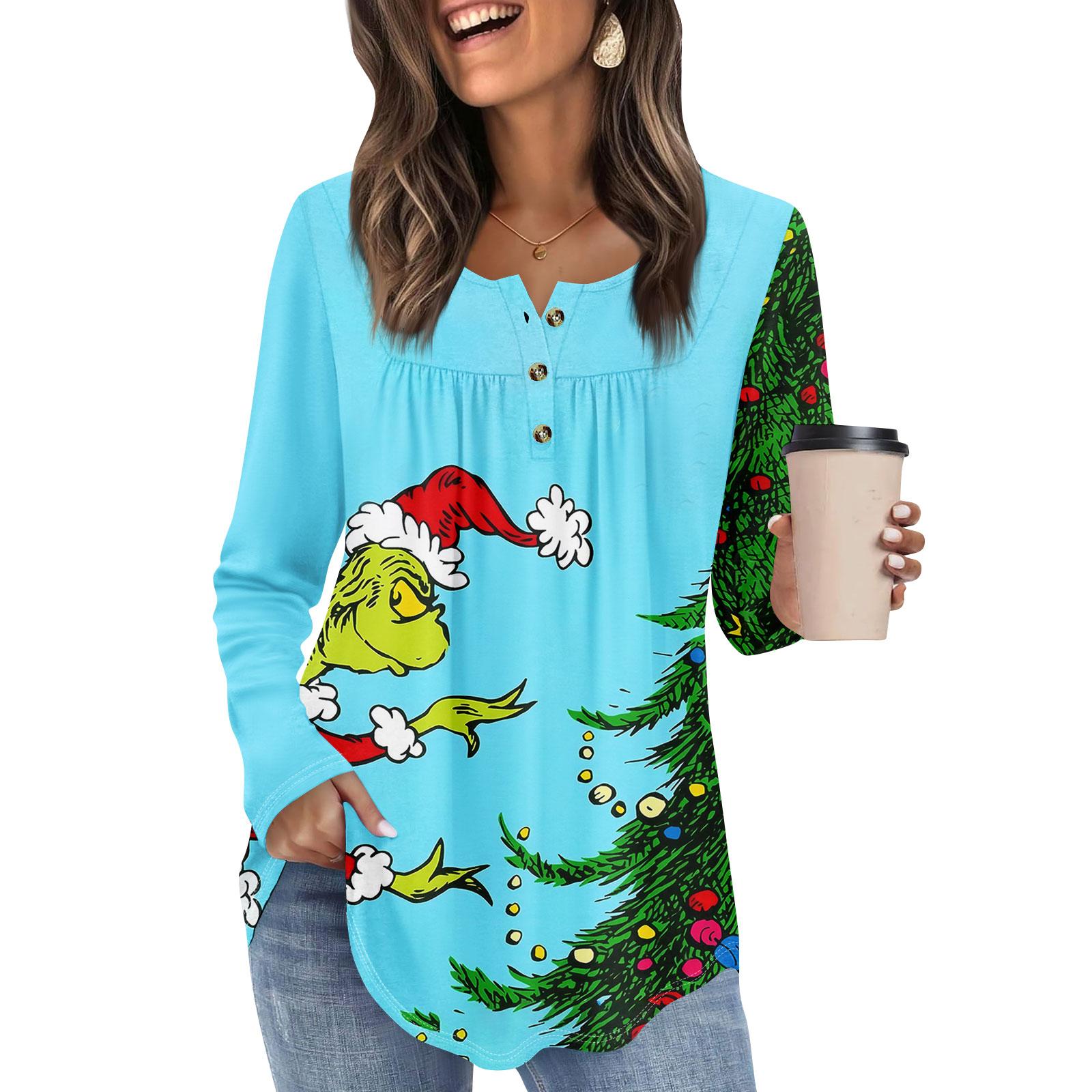 

Женская туника с длинным рукавом, свободные топы, повседневные топы оверсайз, плиссированная туника, застегивающаяся на пуговицы, повседневные женские топы с принтом XL