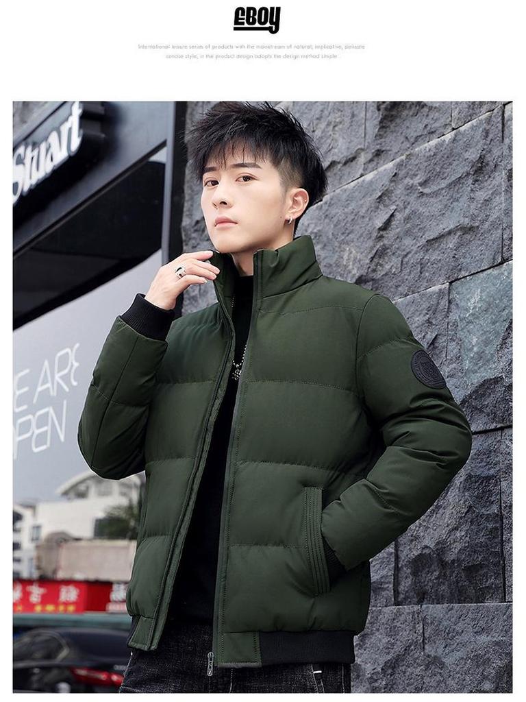 Men's Korean Style Stand Collar Winter Jacket - Thick, Warm, and Trendy Cotton Short Coat