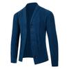 Cardigan Tricotado Masculino Solto de Manga Longa com Gola Reversível Suéter Casual Peça de Roupa Externa