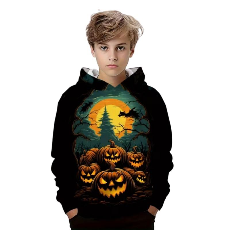 Kids Clothes Jack O' Lantern 3D Print Boys Sweatshirt Halloween Children Top Pumpkin Graphic Hoodies for Boy Children's Clothing