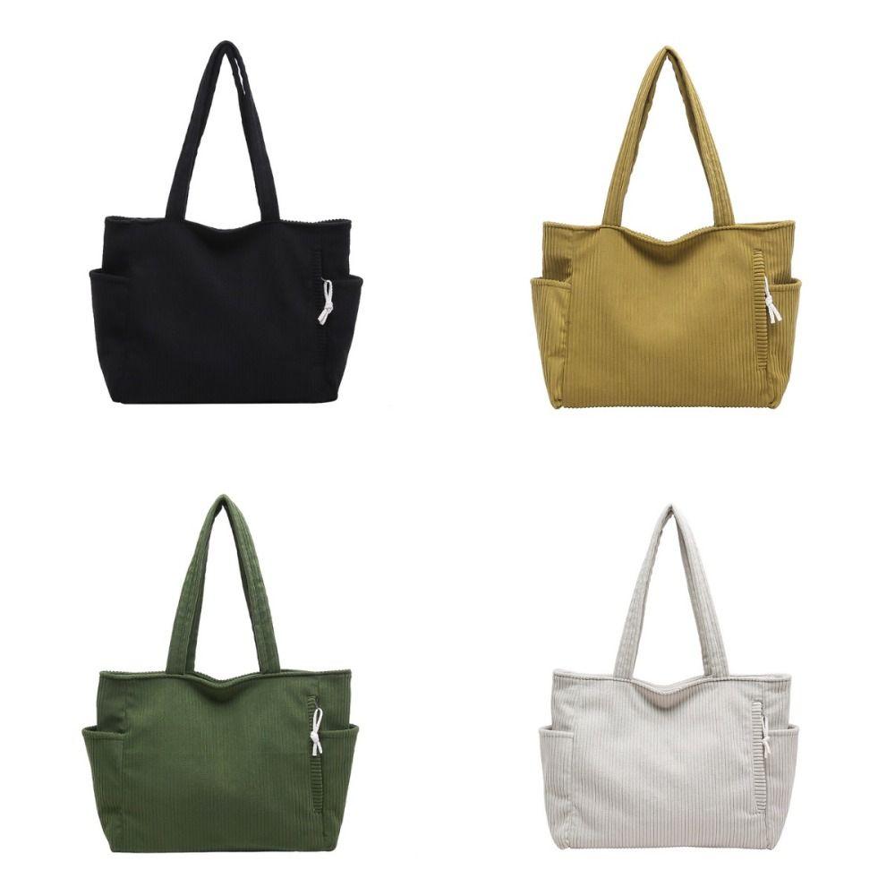 Shoulder Strap Leisure Shoulder Bag Large Capacity Women Tote Bag Casual Corduroy Handbag  Travel