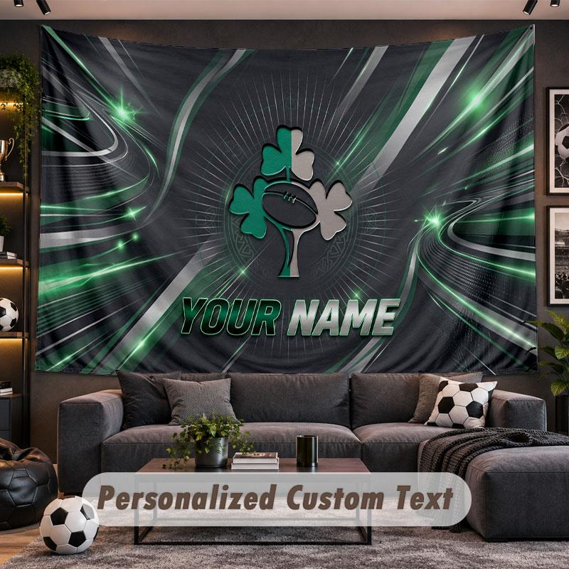 Wall Hanging Tapestry Custom NameIreland Rugby Pattern Personalized Printed Fabric Wall Decor