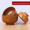 Handmade Japanese-Style Solid Wood Bowl Set for Family and Children - Large, Lacquered, Retro Design, Thickened for Rice and More