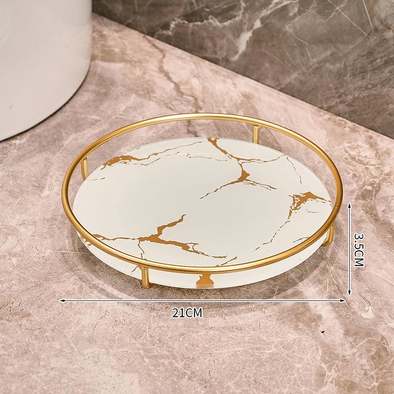 Estante de Baño Lavabo Escritorio Lujosa Bandeja para Cosméticos Simple Base Transparente Apto para Húmedo Pequeño Hogar Individual Estable Ligero Frío Real Lateral