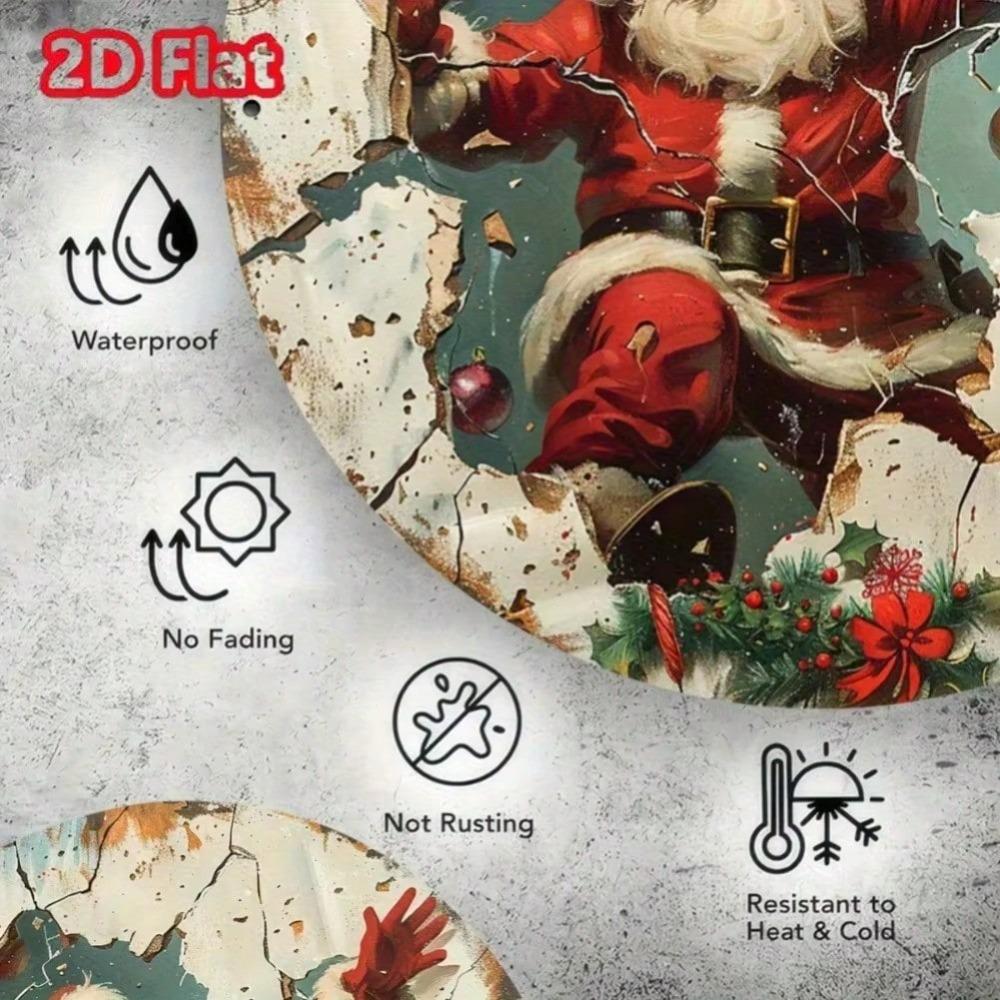 1 pièce Art Mural Métallique 3D Père Noël Vintage Décor de Fête Rustique Style Bohème pour Maison Bureau Cadeau
