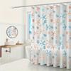 1Pc Starfish Print Semi-Transparent Shower Curtain With Plastic Hooks, 71*71Inches Lightweight Bathroom Curtain Bath Curtain