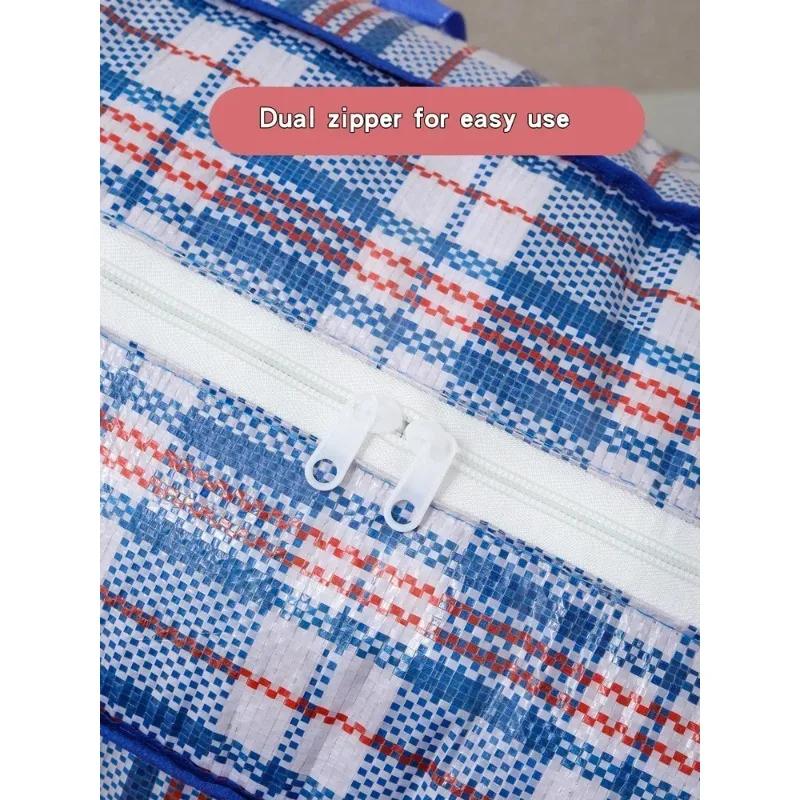 1PC foldable moving bag Large capacity woven bag snakeskin bag Waterproof portable mobile bag blue
