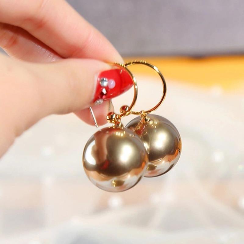 2022 Pendientes de Aro Colgantes Redondos Elegantes y Brillantes de Moda Coreana Zircón Blanco Rojo Champán Círculo Colgante de Cuentas de Bola Regalo para Mujer