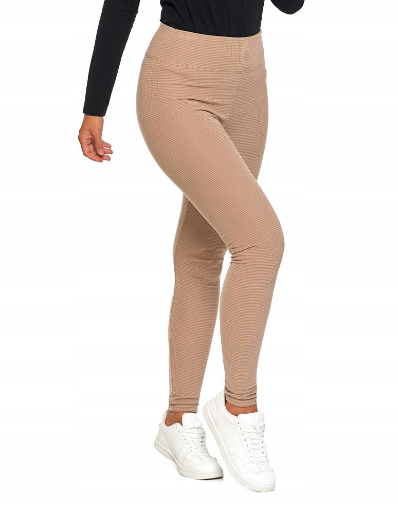 MORAJ Women's High Waist Ribbed Leggings, Fashionable, Sporty, L/XL, Beige