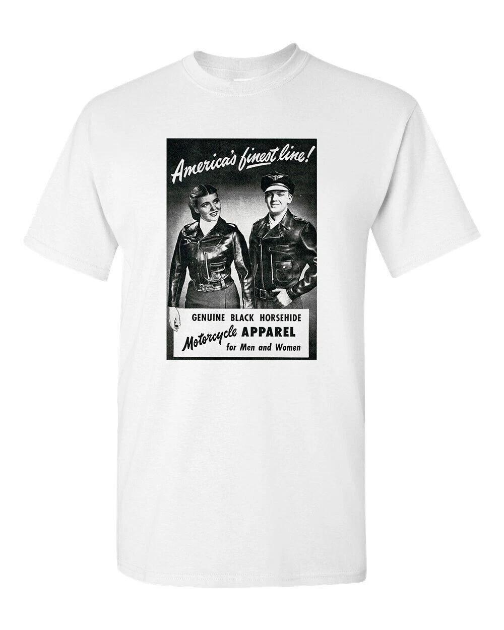 Motorcycle Tee T Shirt White 100% Cotton Vtg Art Retro Race Leather Clothiers S