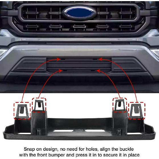 TOP-MAX License Plate Bracket Compatible with 2021-2023 Ford F150 3.3L V6 5.0L V8 Accessories, Front Bumper License Plate Holder Frame Replace for