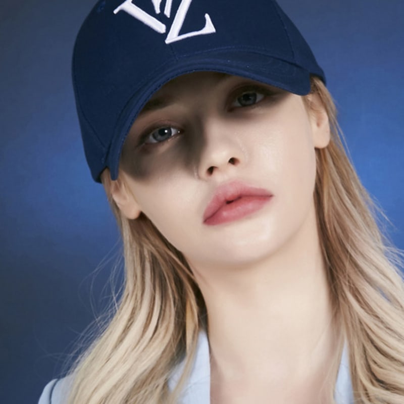 VARZAR Monogram Big Logo Overfit Buckle Cap Navy