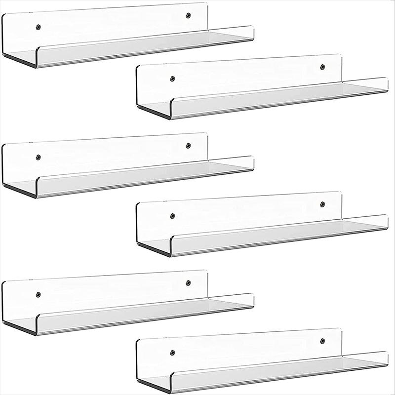 Clear Acrylic Rack For Wall L/U-Shaped Punch-Free Wall Board Storage Bathroom Kitchen Living Room Wall Display Rack Organizer