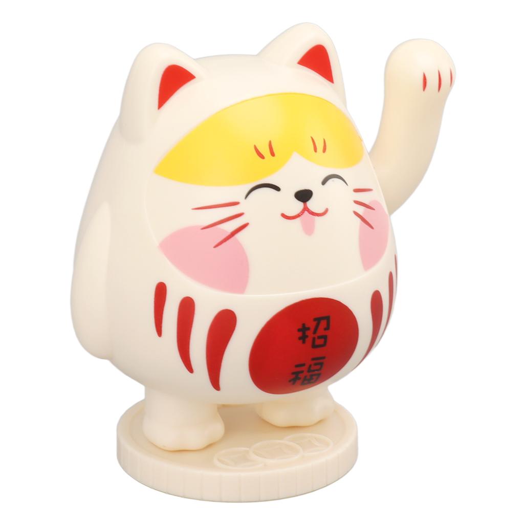 Waving Lucky Cat Solar Powered Decorative Ornament Fortune Cat Figure for Car Home Restaurant Cafe Yello  Pink