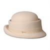 New autumn and winter lace wool basin hat women's French Hepburn style golden top hat bow bucket hat