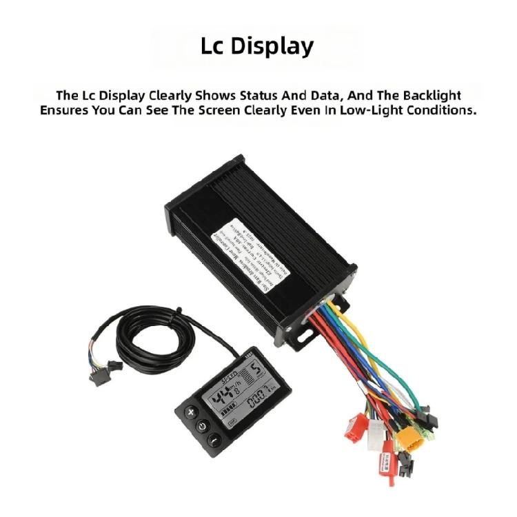 Powerful 30A Sine Waves Brushless Motor Controller Replacement Electric Bike Controller with LCD Display Panel Enduring