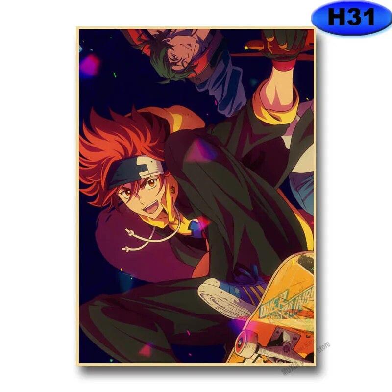 Vintage SK8 The Infinity Plakáty Japonské Anime Plakát Nálepka na zeď Kraftový papír Domácí dekorace Studovna Ložnice Bar Kavárna Umění Malba