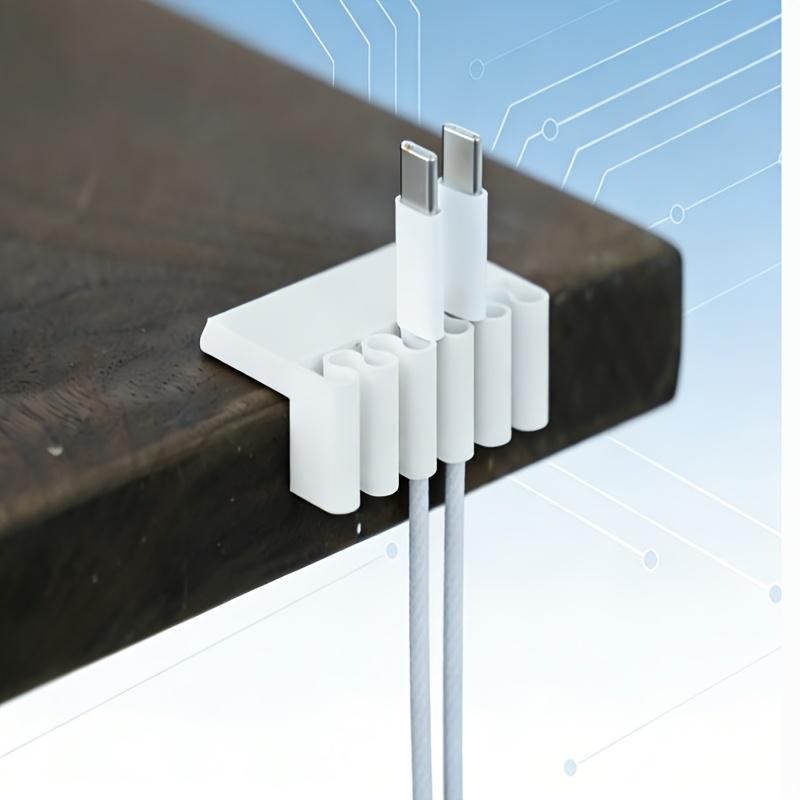 Clip Organizzatore Cavi Stampata 3D per Scrivania, Supporto Cavi di Ricarica Multi-Slot, Gestione Cavi USB, Supporto Cavi per Bordo Scrivania per Casa e Ufficio