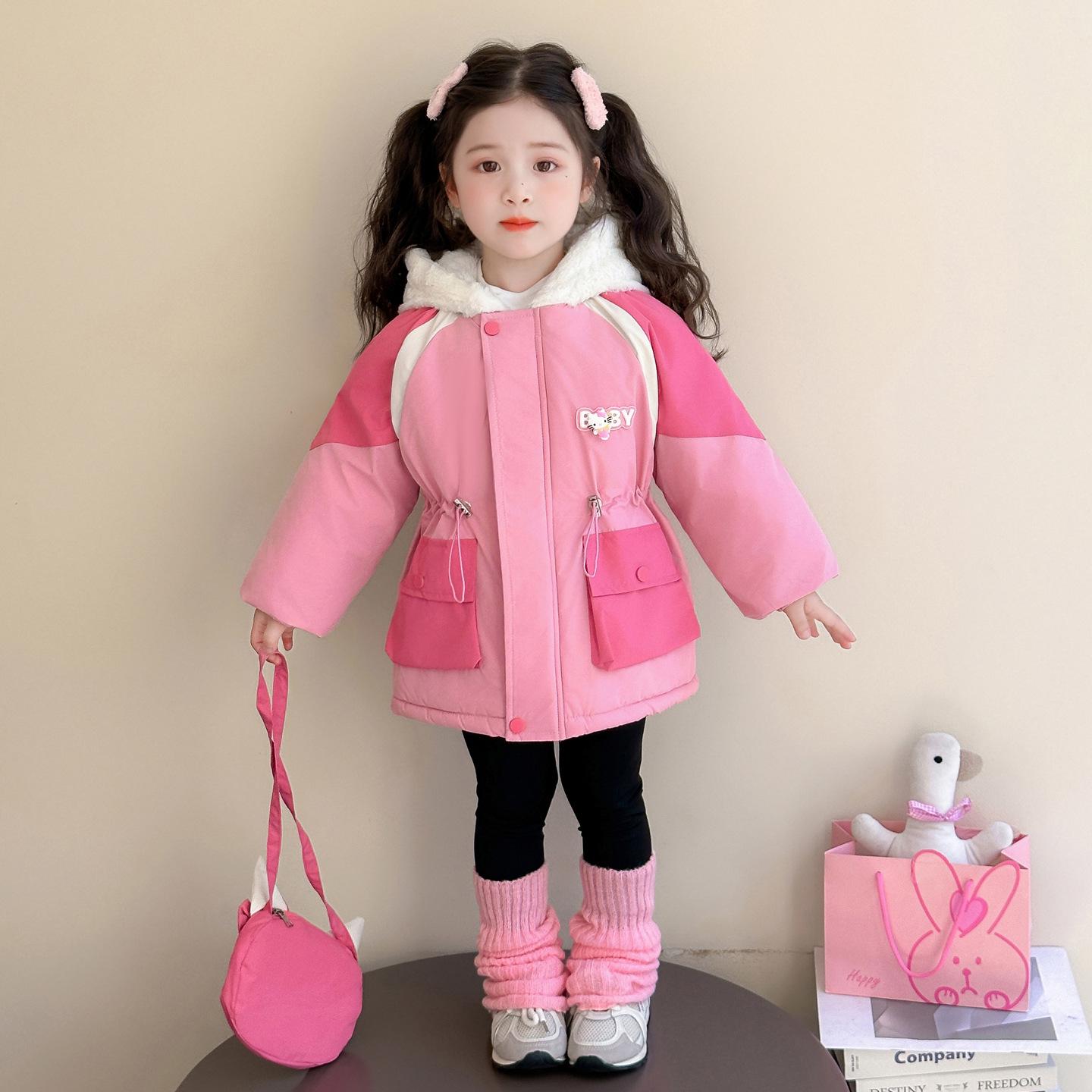 

Autumn 2025 Hooded Cat Parka for Girls - Cartoon Design 100 cm