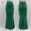 European and American High-Waisted Elastic Pleated Fishtail Midi Skirt for Autumn and Winter