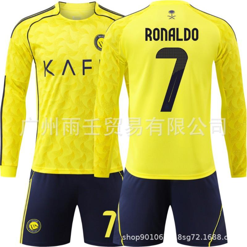 2526 Riyadh Victory Jersey No. 7 C Adult Children's Men's Women's Long-Sleeved Retro Football Dress Set
