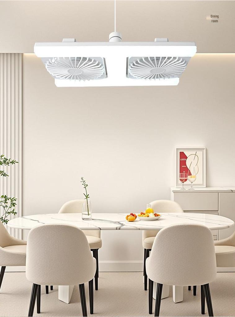 E27 Screw Base Double Row LED Ceiling Fan Light for Bedroom/Dining Room - Silent, Powerful Wind