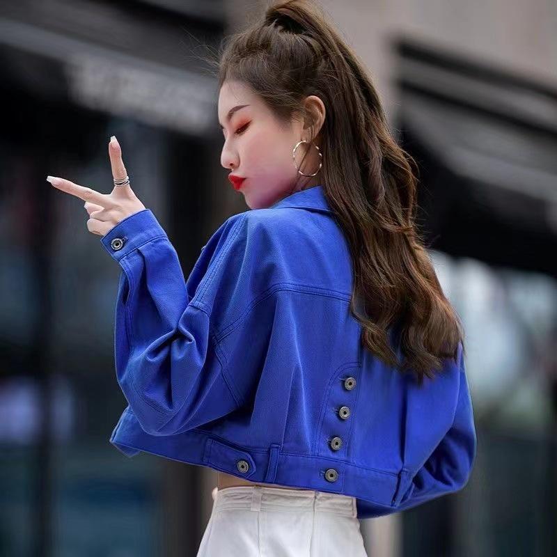 Lake Blue Women's High-Waist Petite Denim Jacket - Colorful Spring/Autumn 2025 Collection - Ultra Short Length
