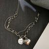 Xiyanike 925 Sterling Silver Love Letter Heart Double Layer Bracelet Female Unique Design Thai Silver Retro Light Luxury Jewelry