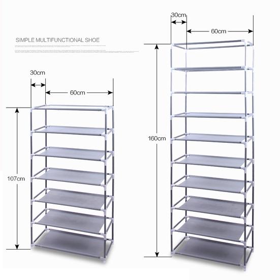 Fashionable Room-saving 9 Lattices Non-woven Fabric Shoe Rack Gray