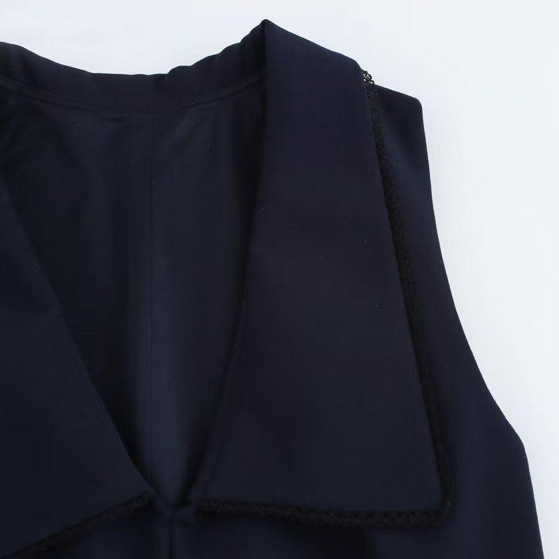 Kaslead New Arrival Women's Clothing Fashion Style Fashion Minimalist Wide Pleated Collar Short Dress 2124550