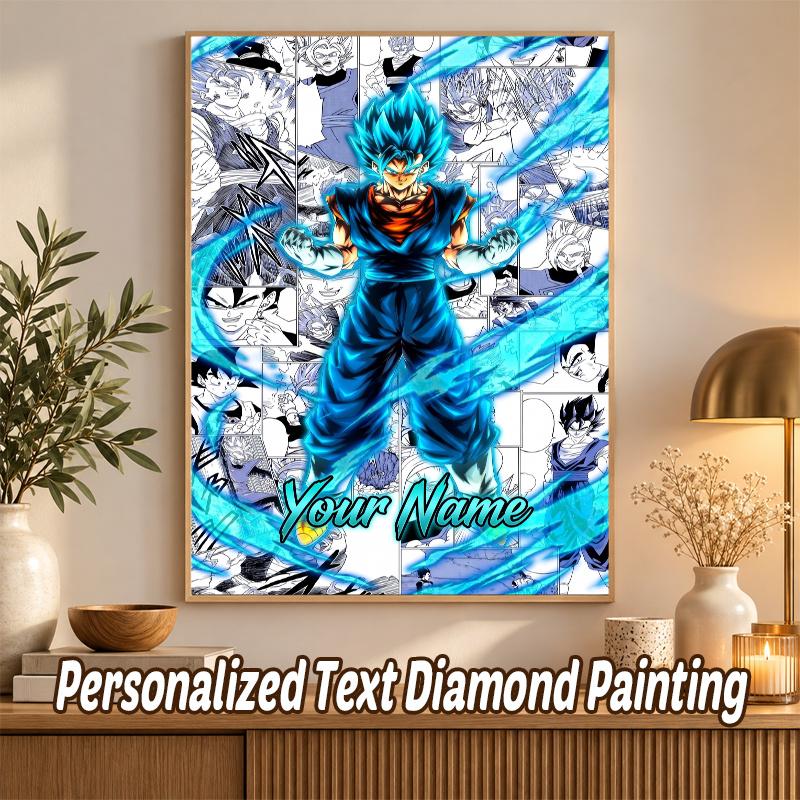 Gogeta Custom Name Diamond Painting Personalized 5D Full Drill DIY Diamond Art Home Decor