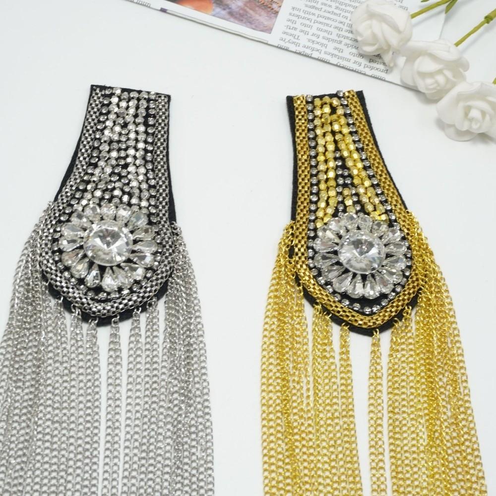 Punk Tassel Chain Shoulder Board Brooch Epaulette Star Shoulder Flash  Clothing Accessories