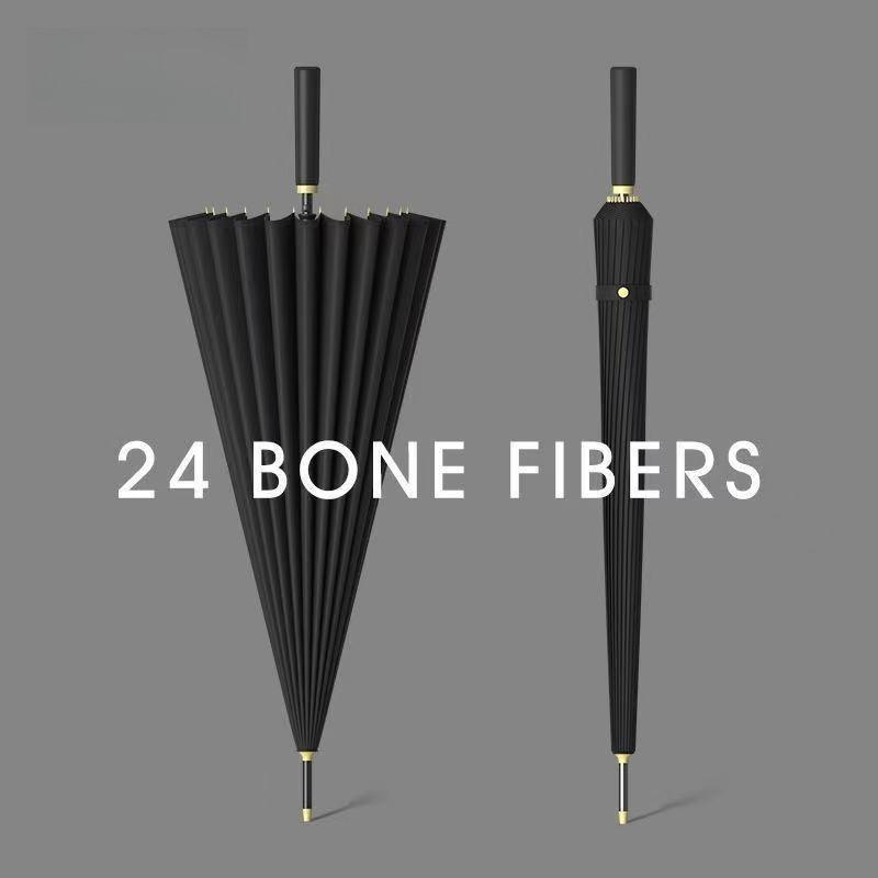 24 Bone Long Handle Umbrella Enlarged Thickened Sunny Rainy Dual-use Extra-large Black Sun Protection Automatic Umbrella