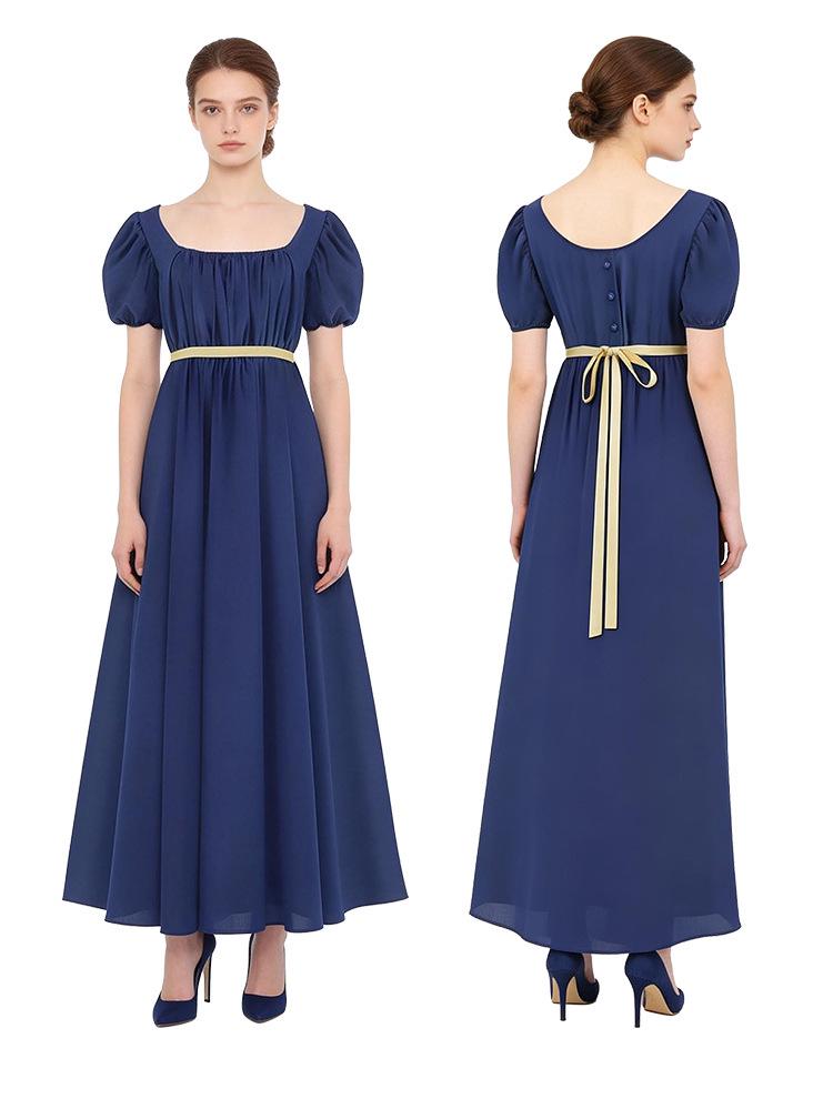 Bridgerton Regency Kleid: Hochtailliertes viktorianisches Kleid für Halloween & Teepartys