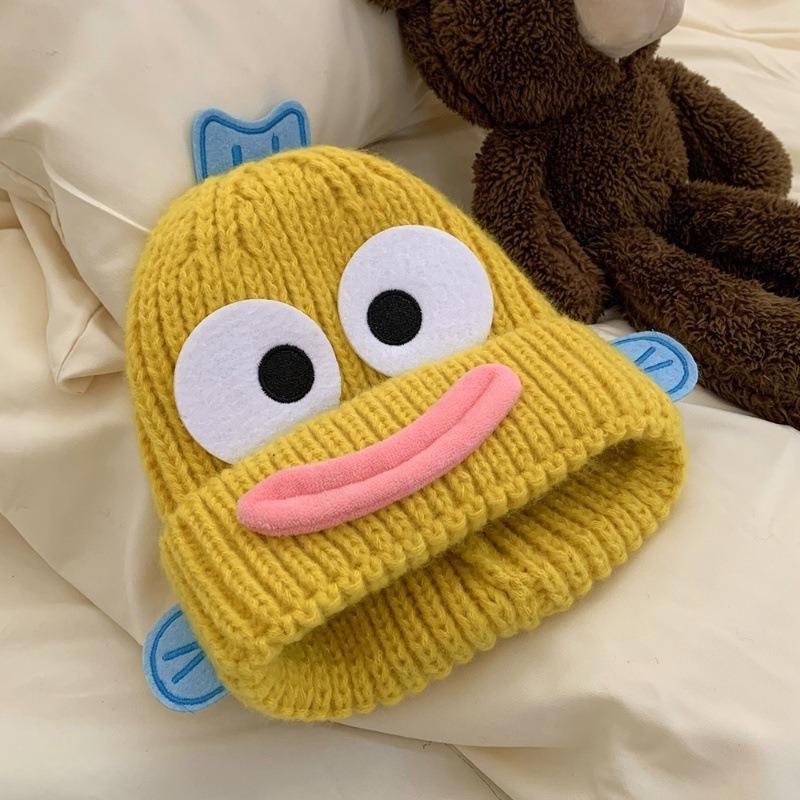 Cartoon Funny Cute Ugly Fish Knitted Winter Beanies Cap Women Warm Soft Autumn Hat Outdoor Ski Cap Men Gift