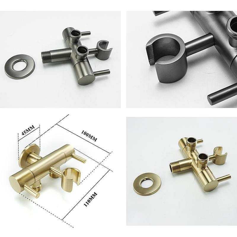 Handheld Toilet Bidet Spray Gun Set Bathroom Self-Cleaning Handheld Three-Function Sprayer Double Outlet Angle Valve Accessories