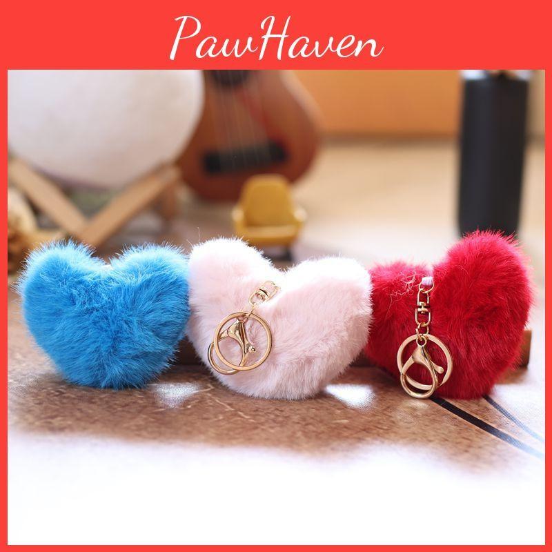 Design Heart Pendant Plush Stuffed Keychain Ultra Soft Pp Cotton For Gift Girls