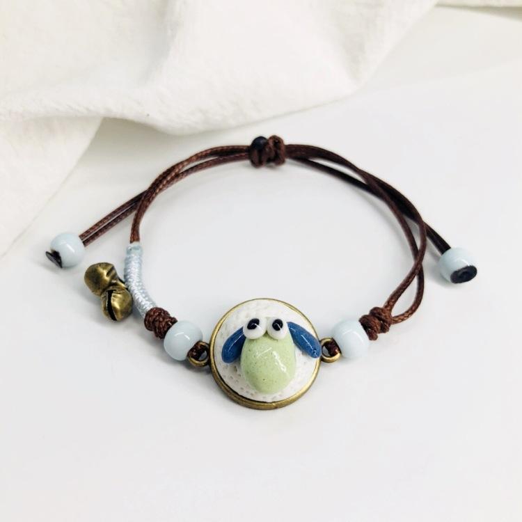 Retro Stone Flower Bracelet Female Jingdezhen Handmade Jewelry Woven Ceramic Pinched Flower Bracelet